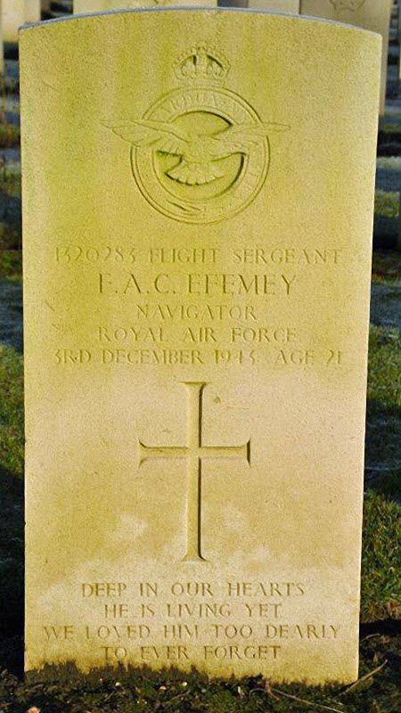 F/Sgt Frederick Albert Charles Efemey<br /><br /><br />died on active duty - December 3rd, 1943
